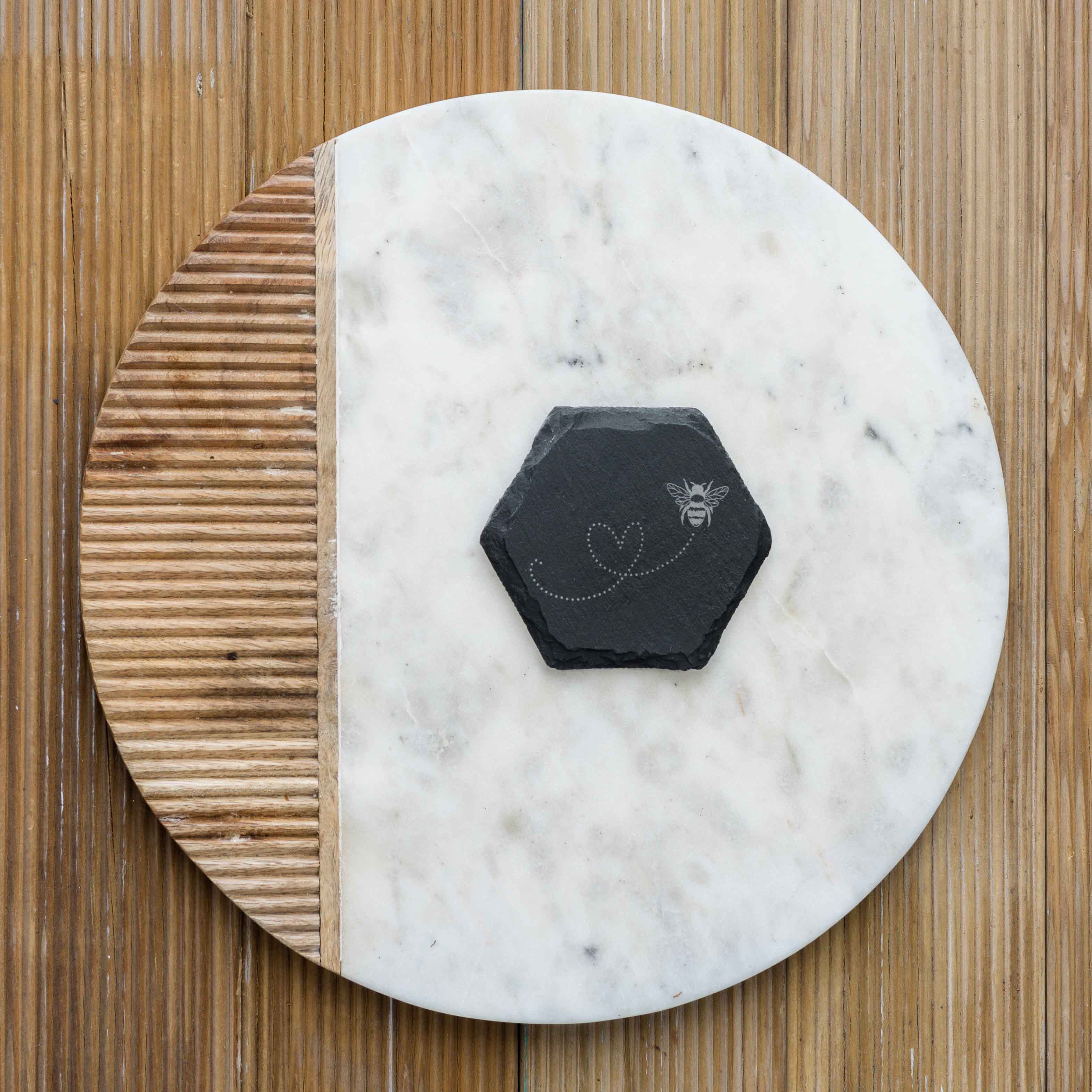 Slate Bee Coaster - Natural Slate Bee Drink Coaster