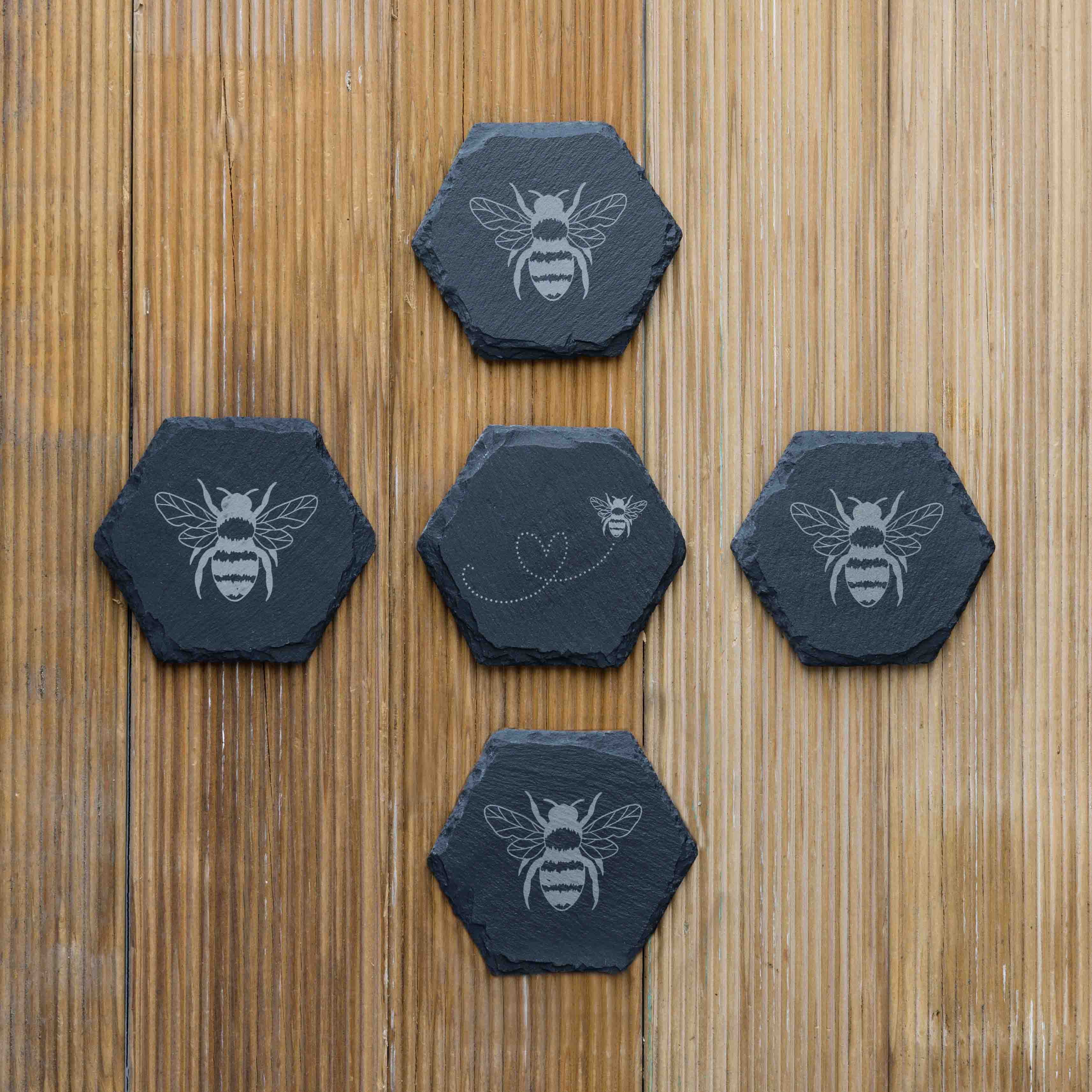 Slate Bee Coaster - Natural Slate Bee Drink Coaster