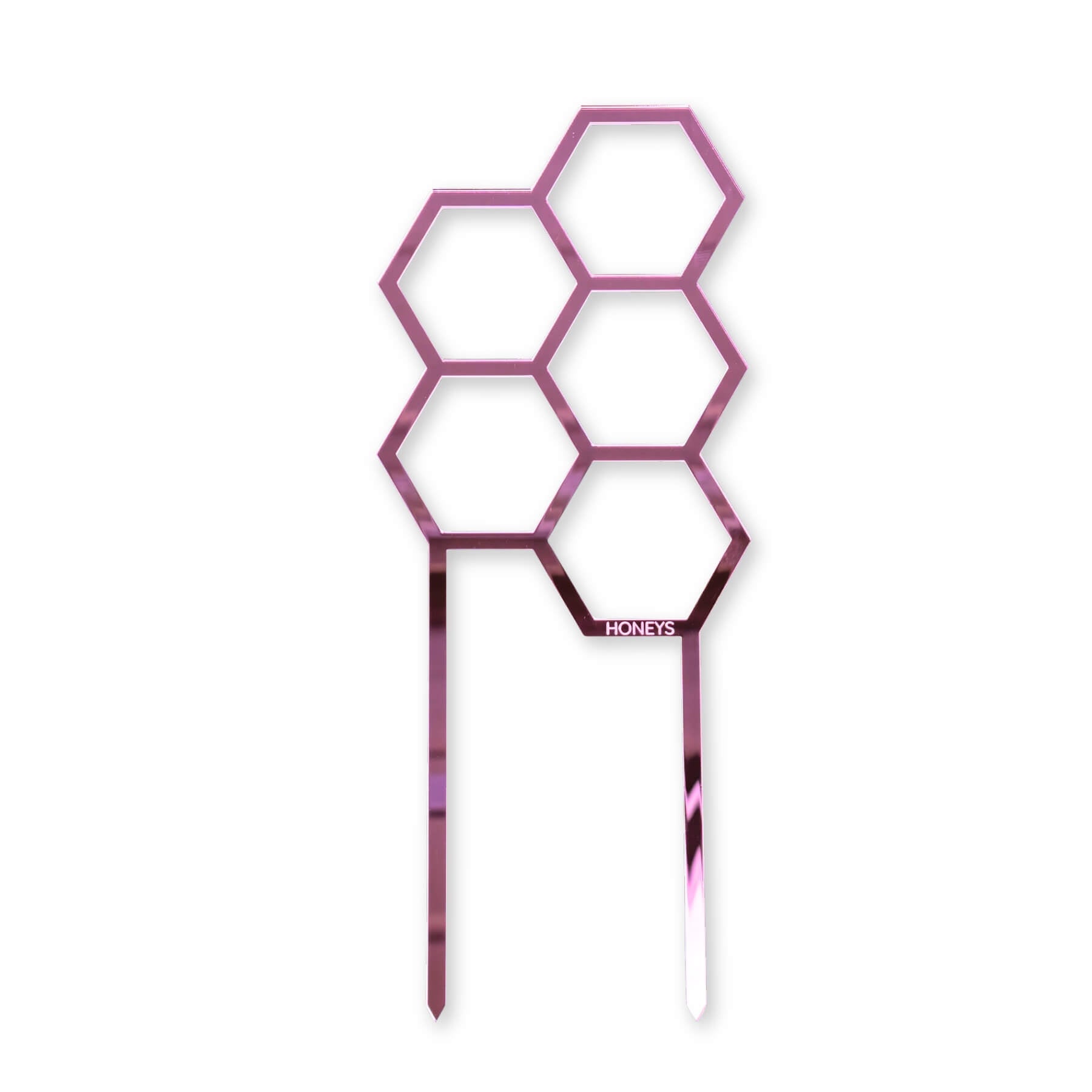Hex Medium Sized Plant Climber in Pink Mirror Acrylic flat lay
