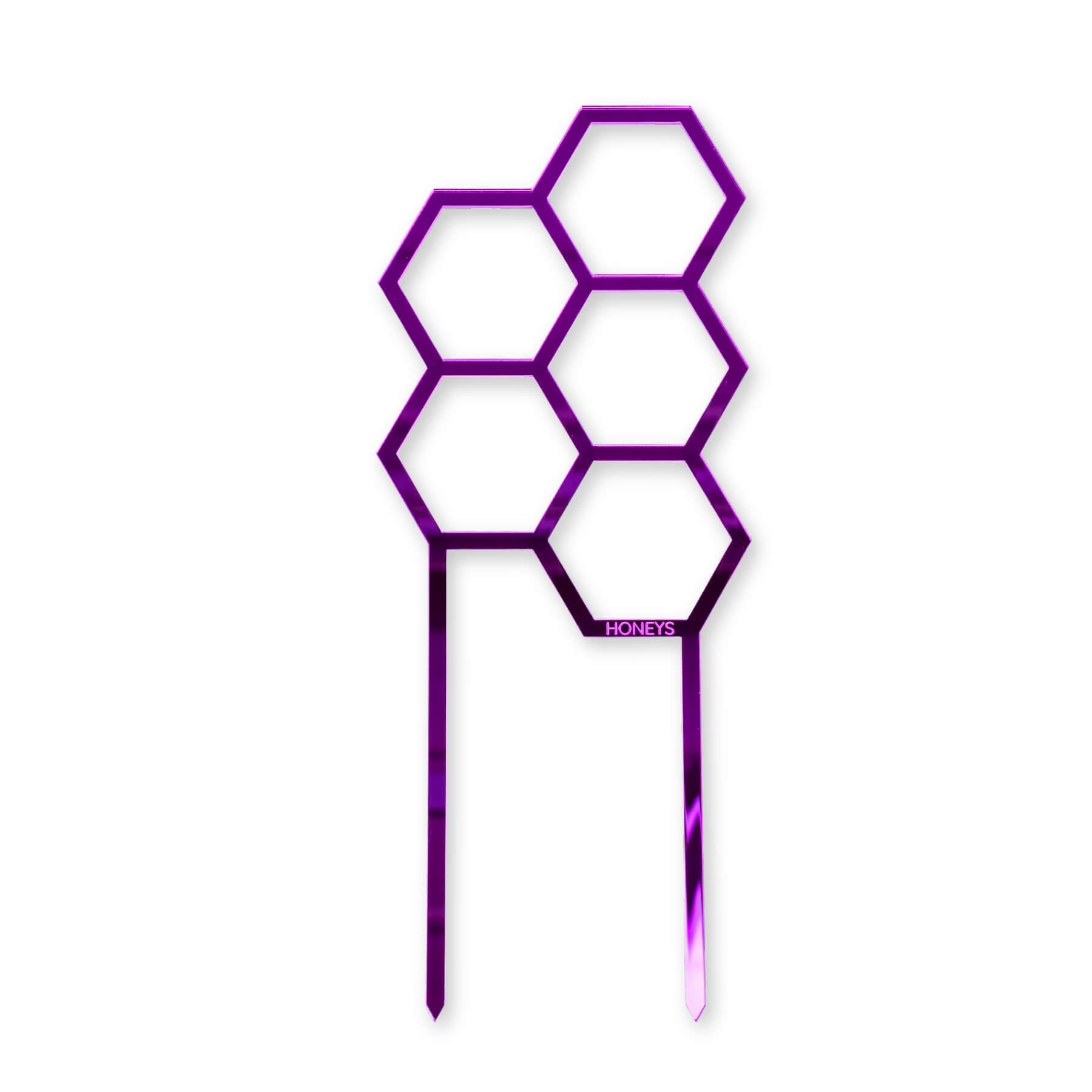 Hex Medium Sized Plant Climber in Purple Mirror Acrylic flat lay