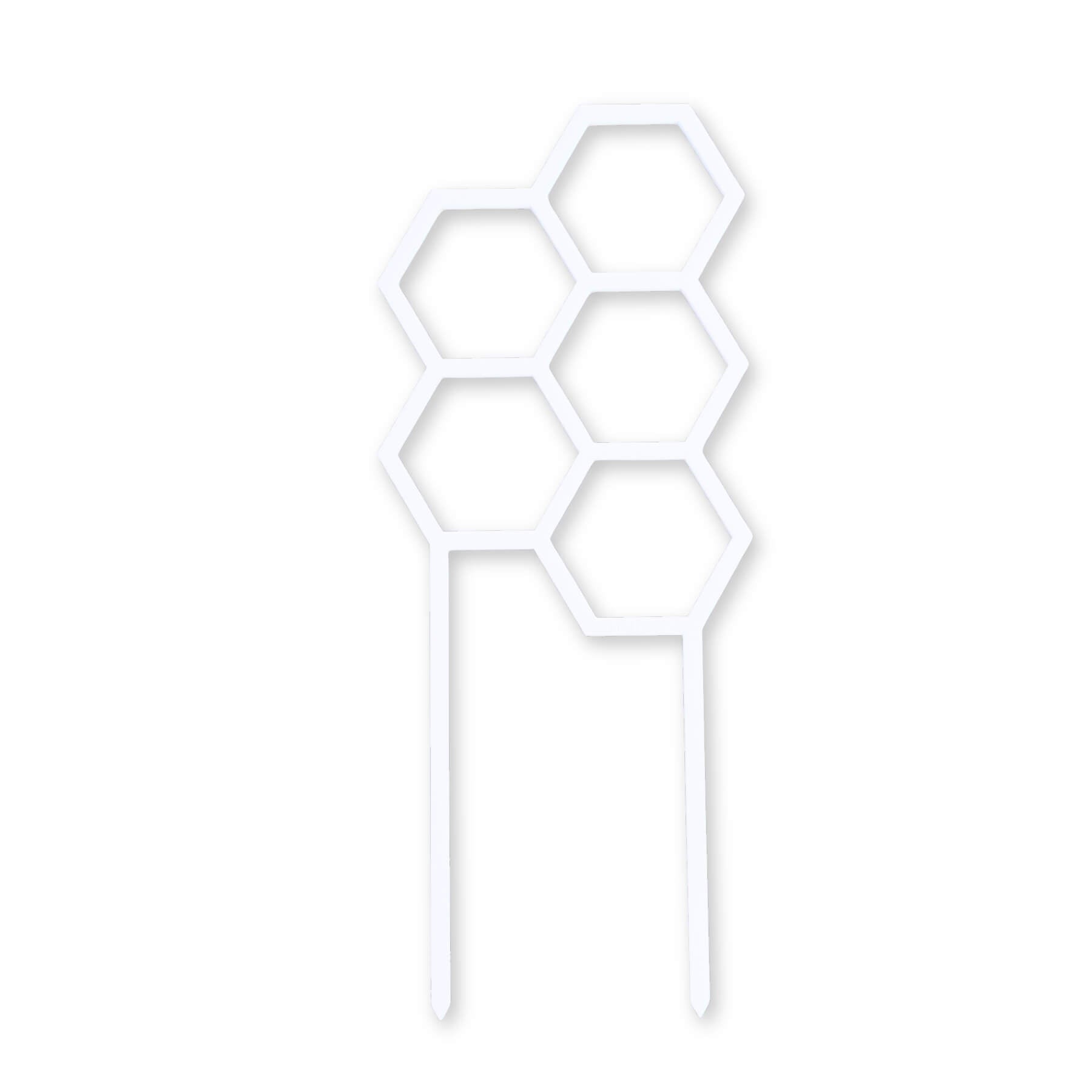 Hex Medium Sized Plant Climber in White Acrylic flat lay