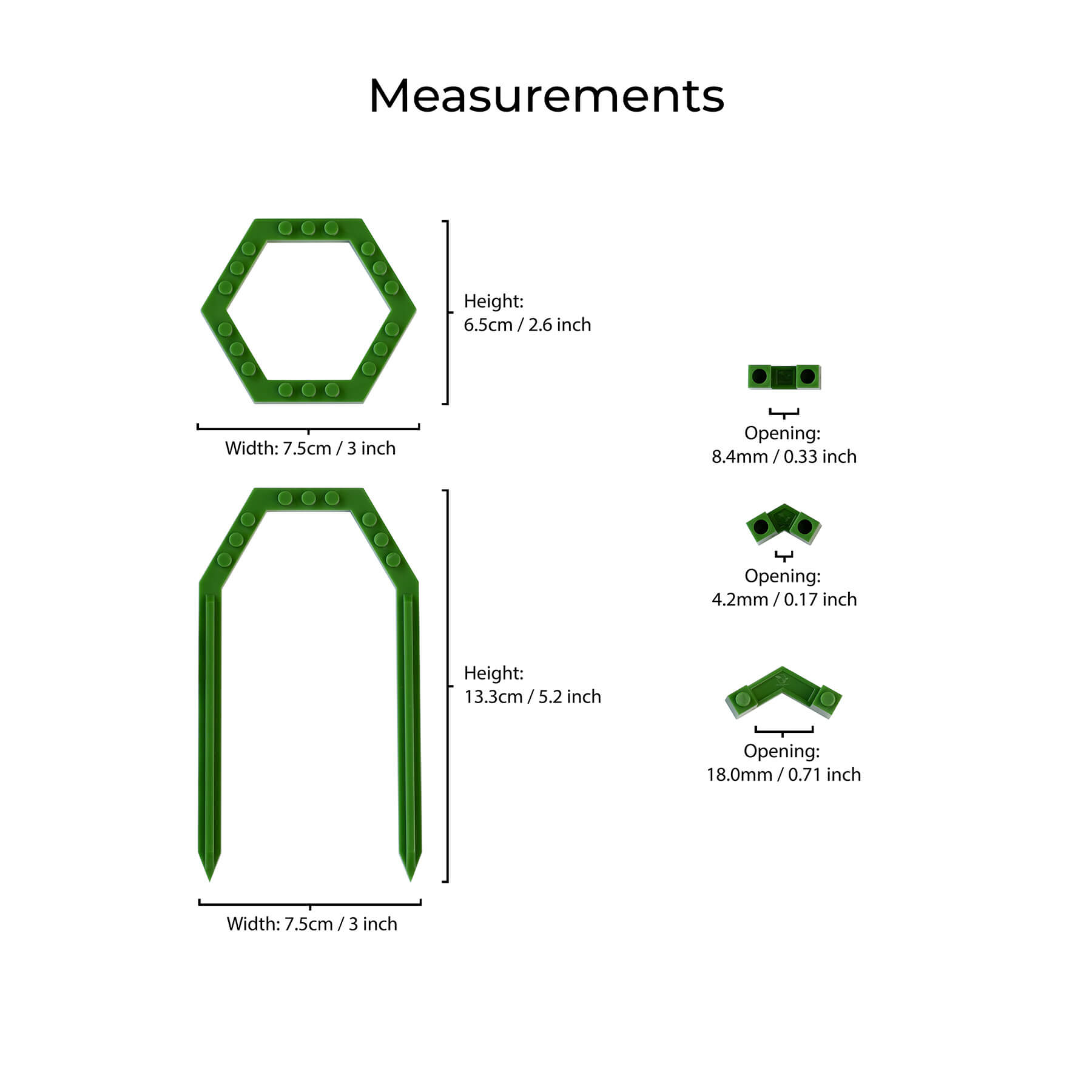 Vertigrow Starter Kit Modular Plant Trellis in Green Acrylic measurements flat lay