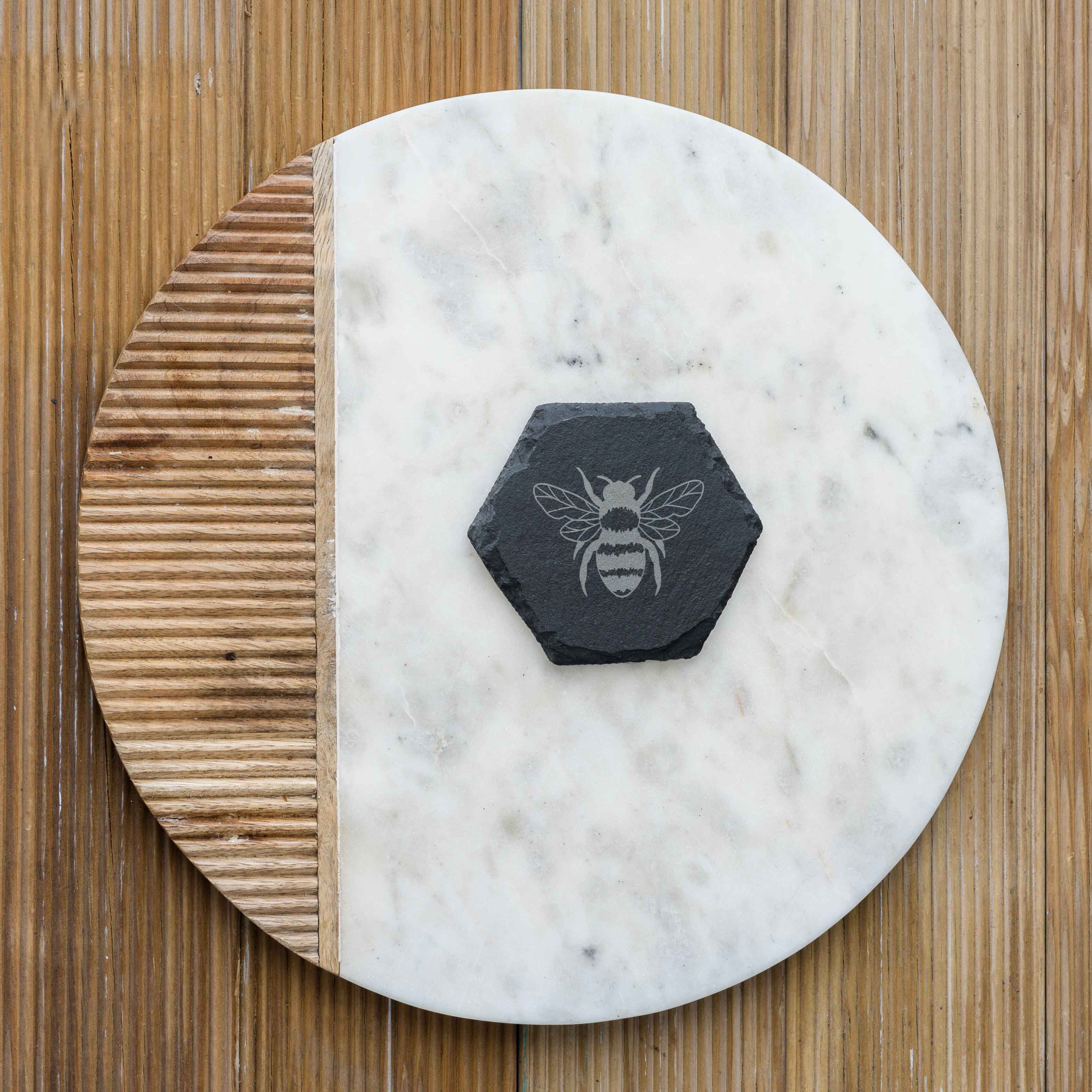 Slate Bee Coaster - Natural Slate Bee Drink Coaster