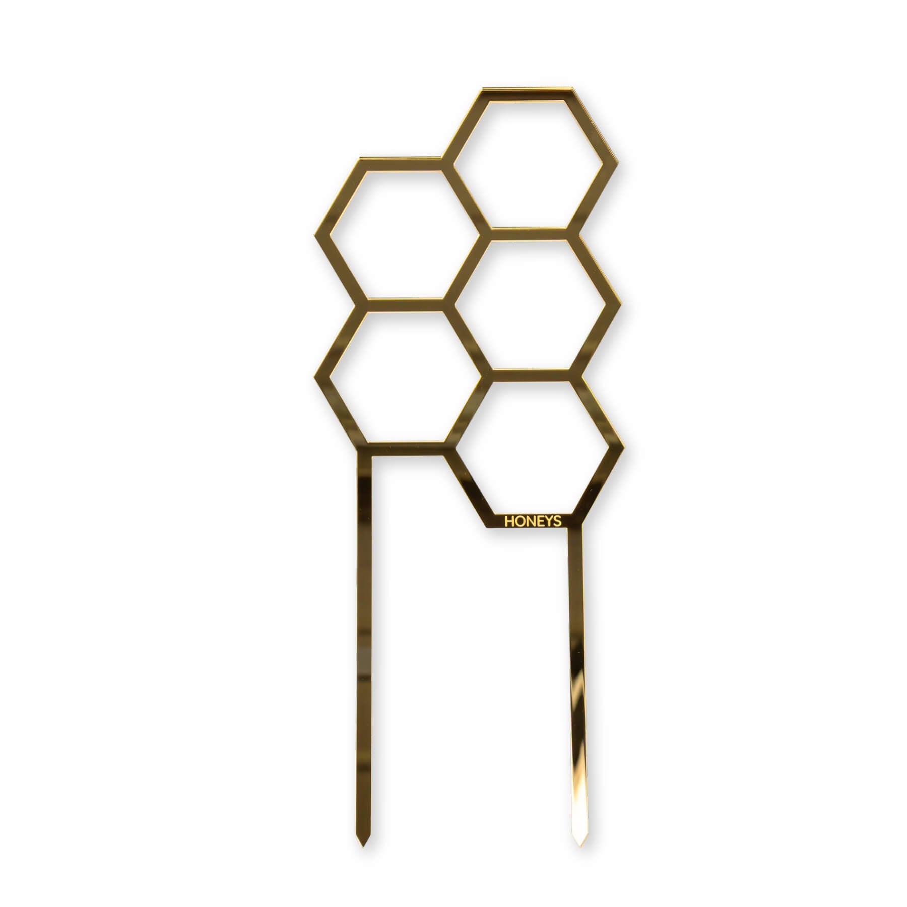 Hex Medium Sized Plant Climber in Gold Mirror Acrylic flat lay