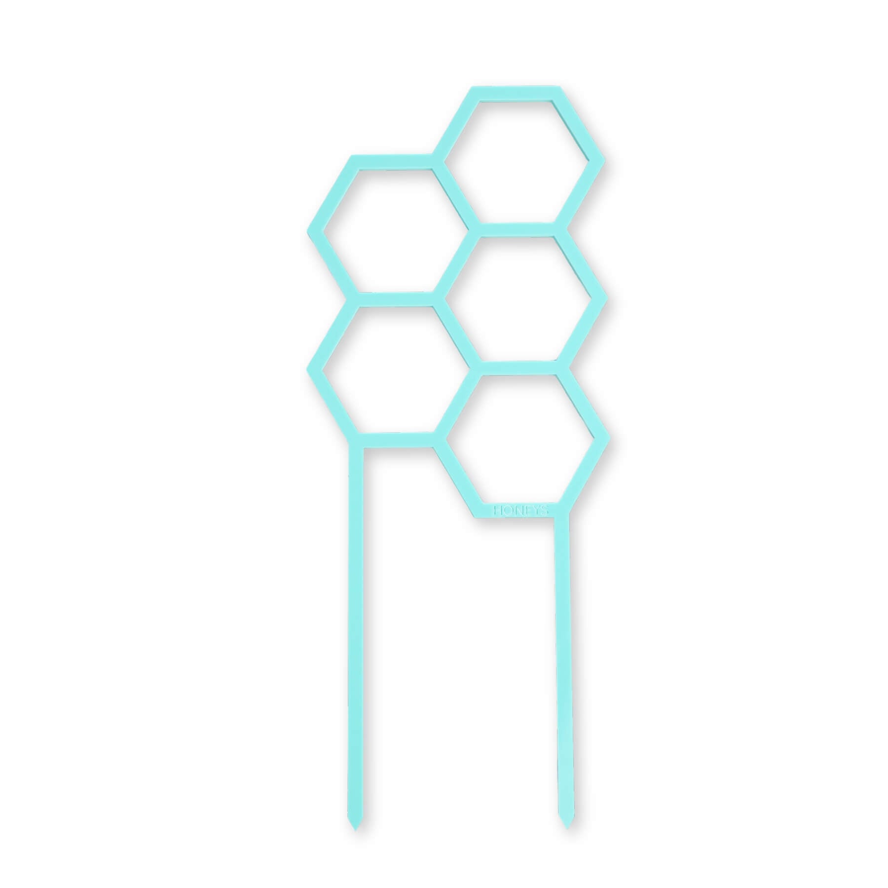 Hex Medium Sized Plant Climber in Teal Acrylic flat lay