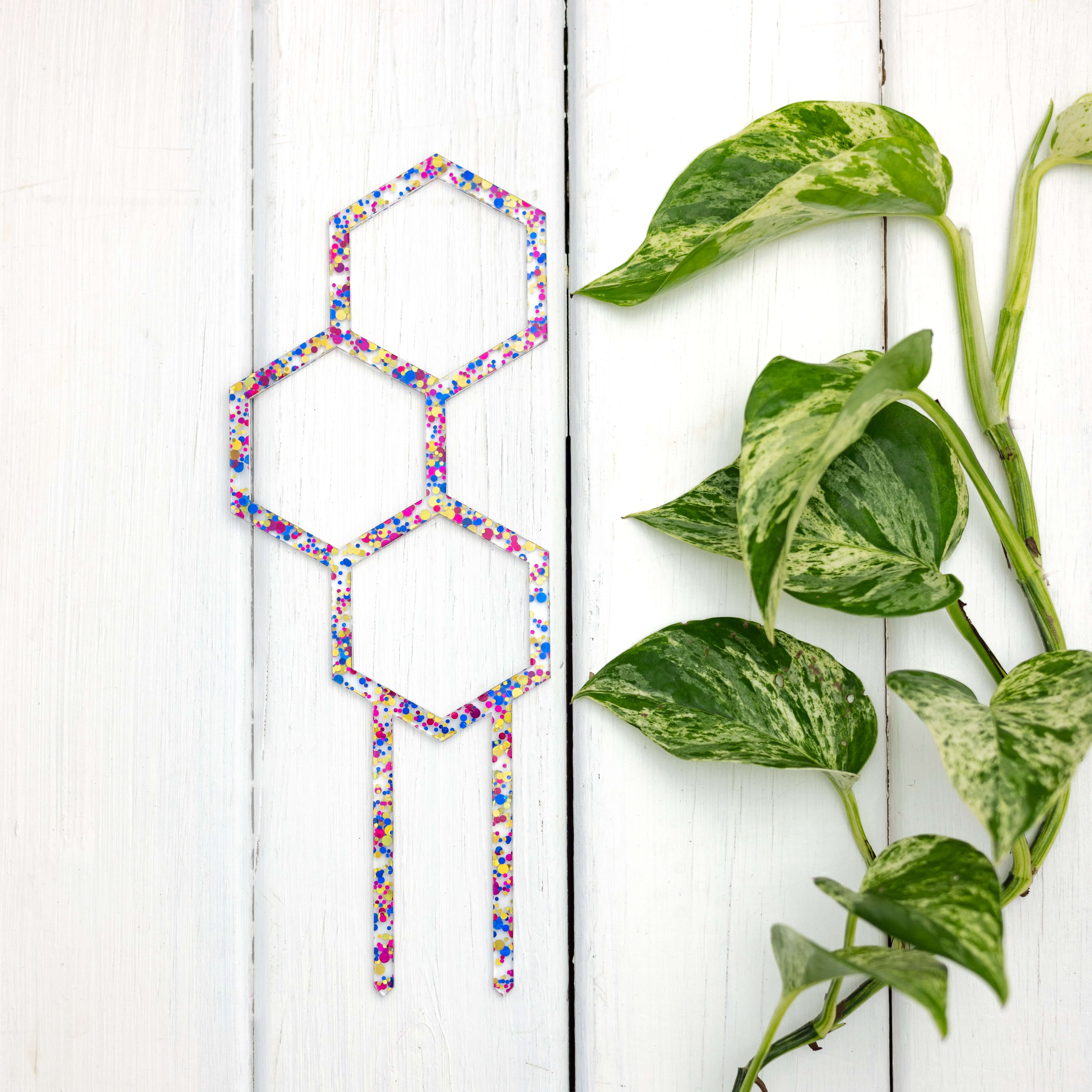 Mini Pollen Plant Propagation Trellis in Blue Bubble Glitter  Acrylic flat lay