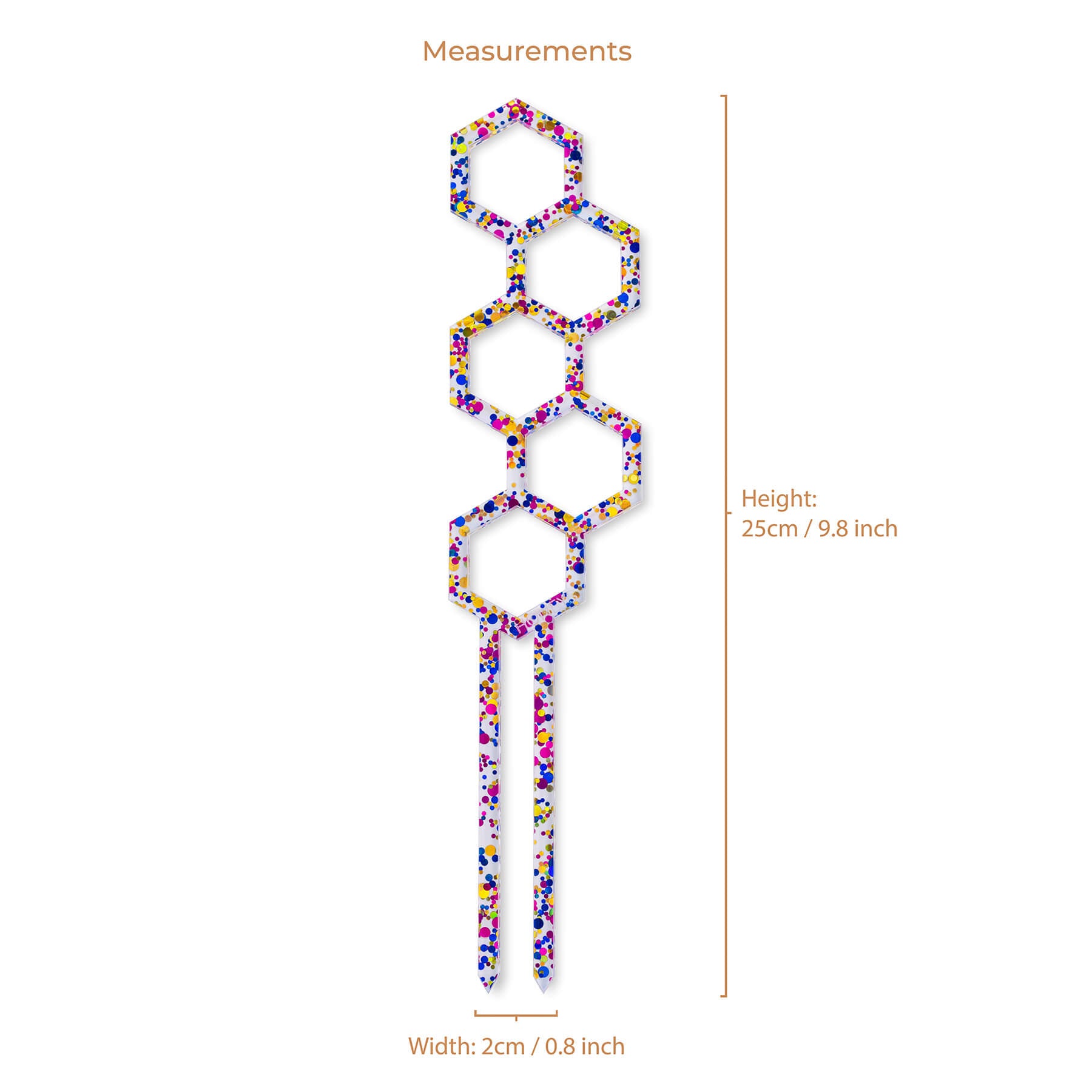 Water Bee plant propagation trellis in blue bubble glitter acrylic measurements flat lay
